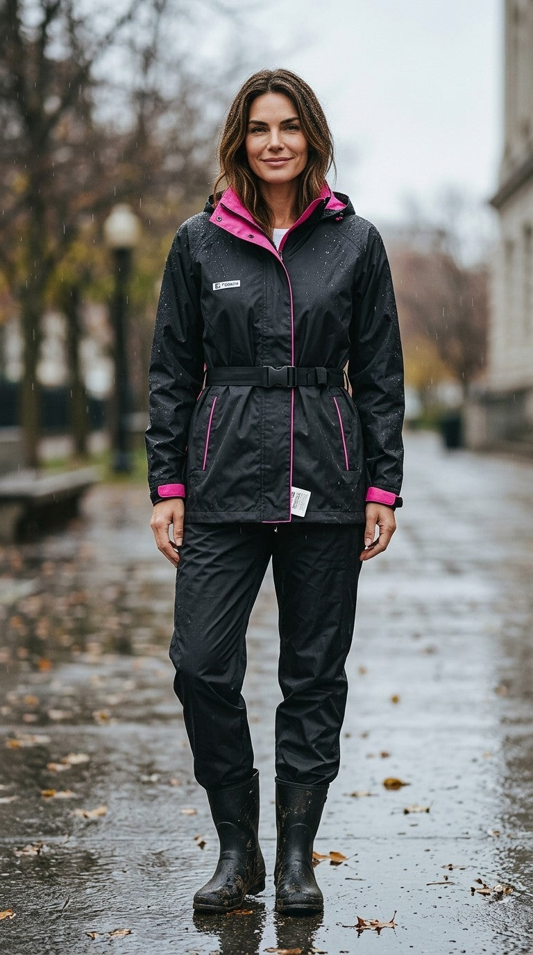 Top In Town Women's Premium Rain Suit  with Built-in Bag Holder