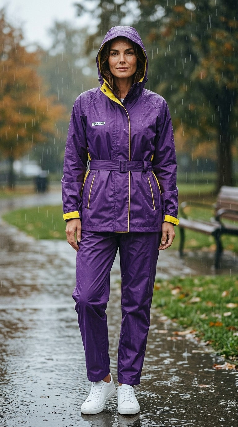 Top In Town Women's Premium Rain Suit  with Built-in Bag Holder