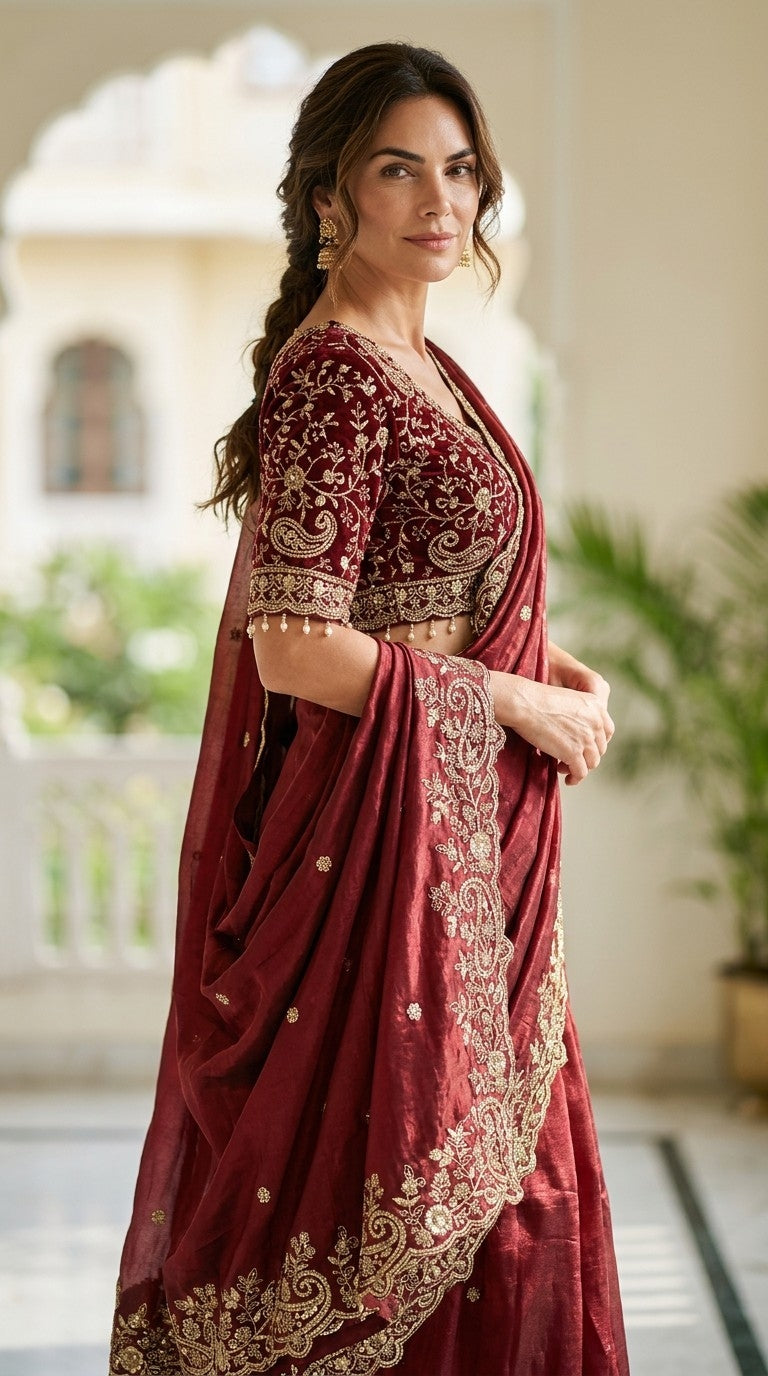Designer Saree with Full Embroidery Work Blouse