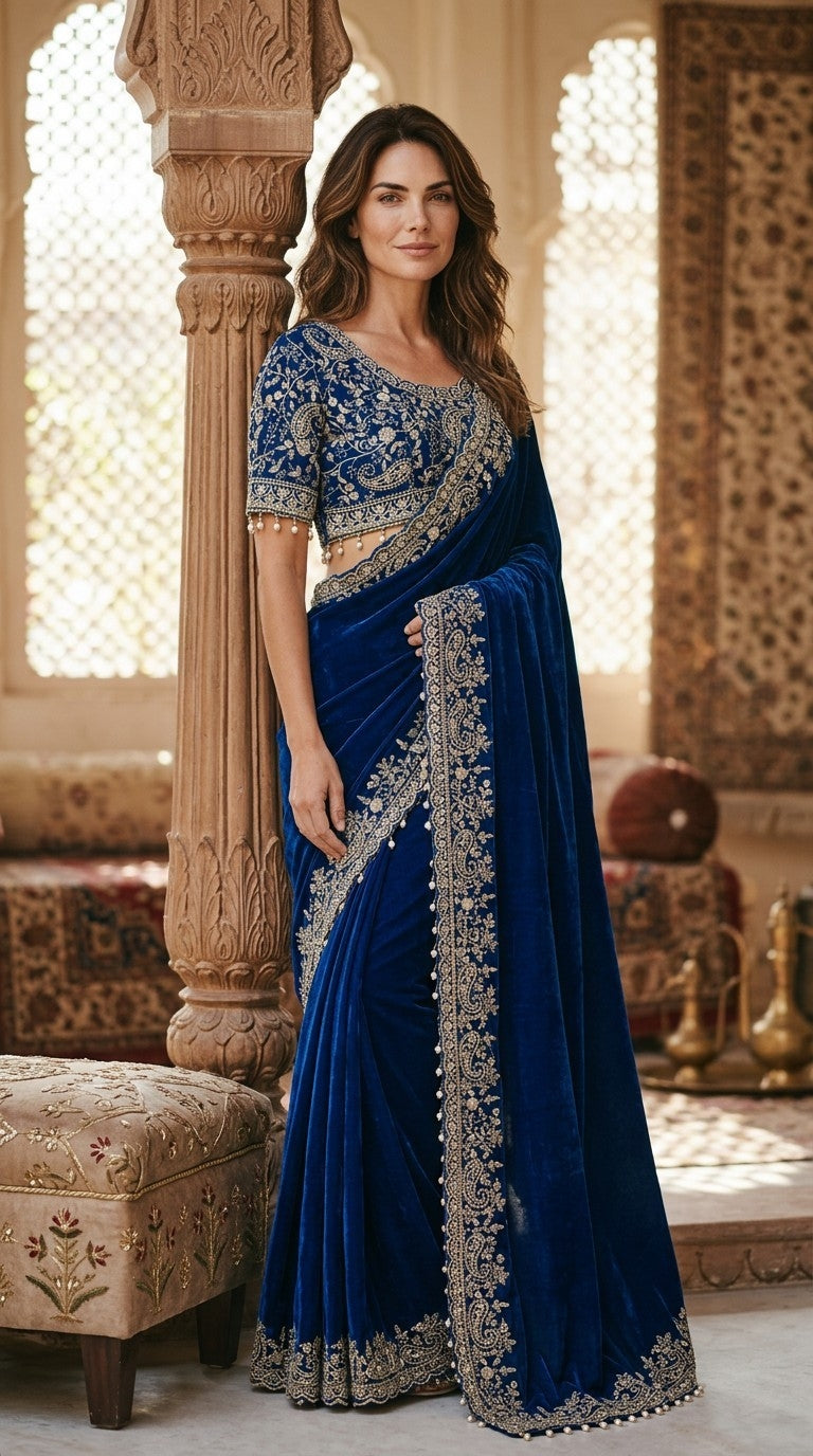 Designer Shimmer Saree with Crafted Blouse