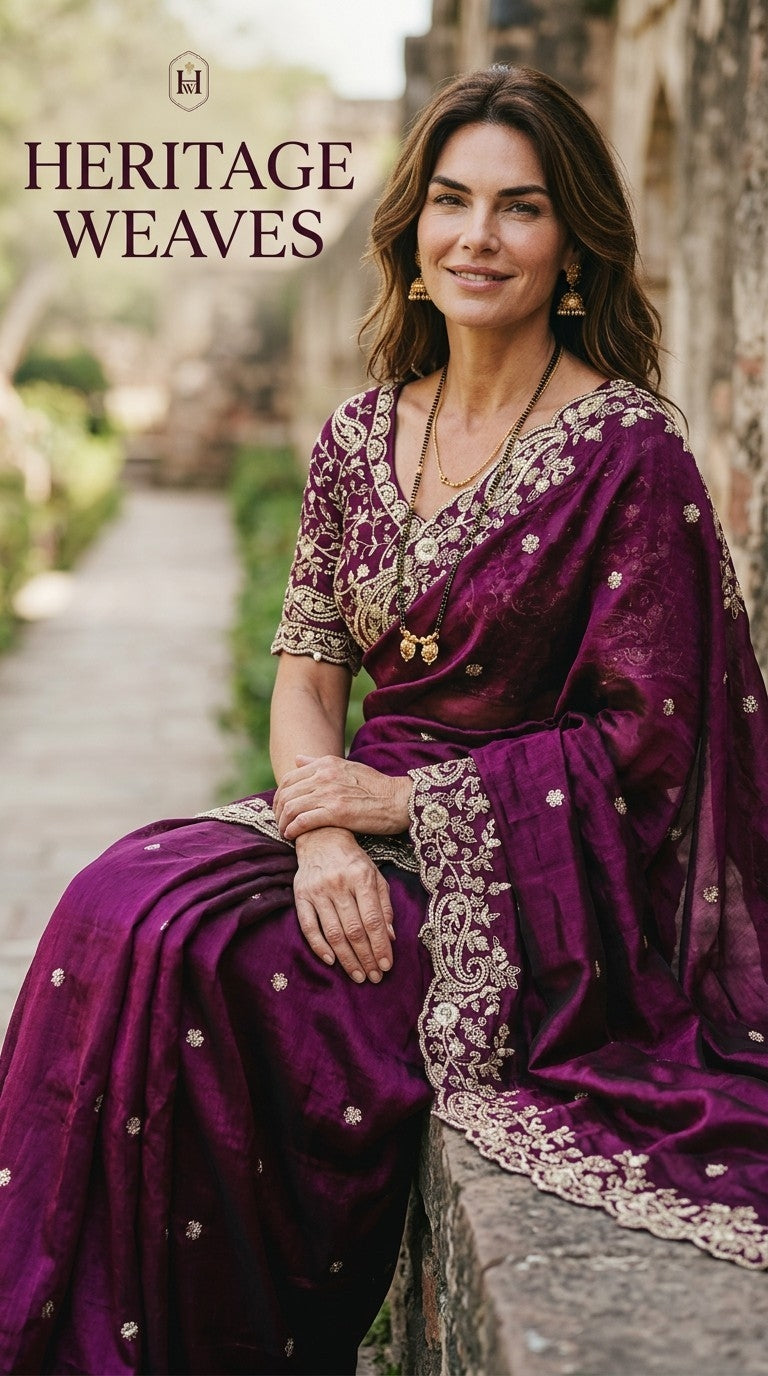 Designer Shimmer Saree with Crafted Blouse