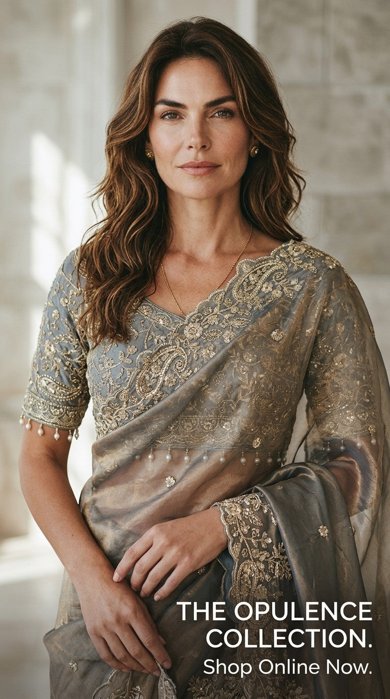 Designer Shimmer Saree with Crafted Blouse