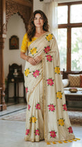 Trending Floral Designer Shimmer Saree (with Matching Designer Blouse)