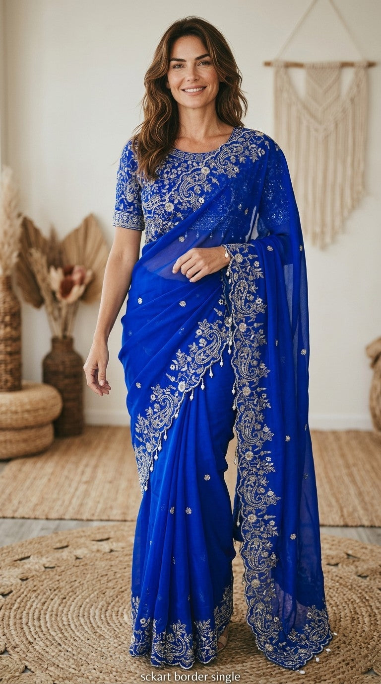 Designer Shimmer Saree with Crafted Blouse