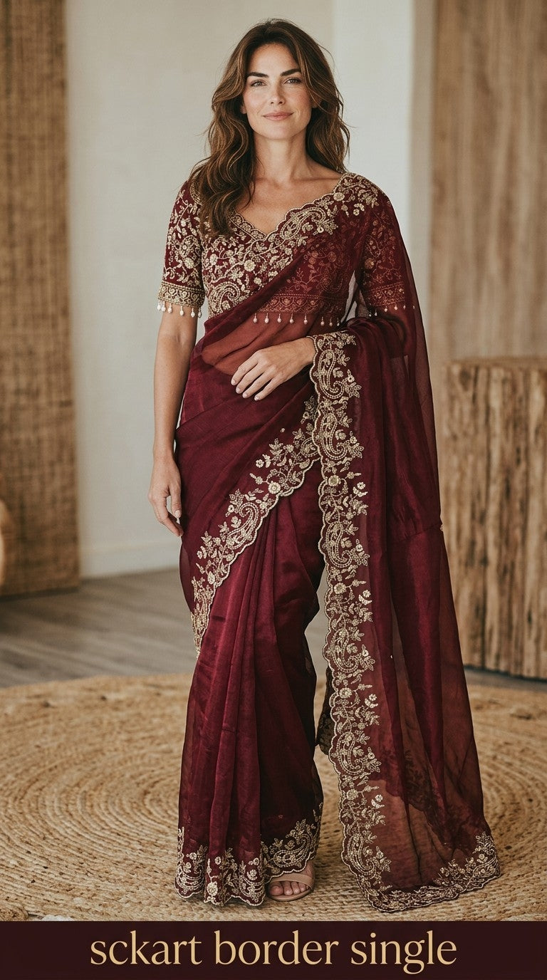 Designer Shimmer Saree with Crafted Blouse