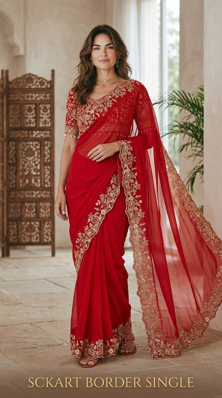 Designer Shimmer Saree with Crafted Blouse
