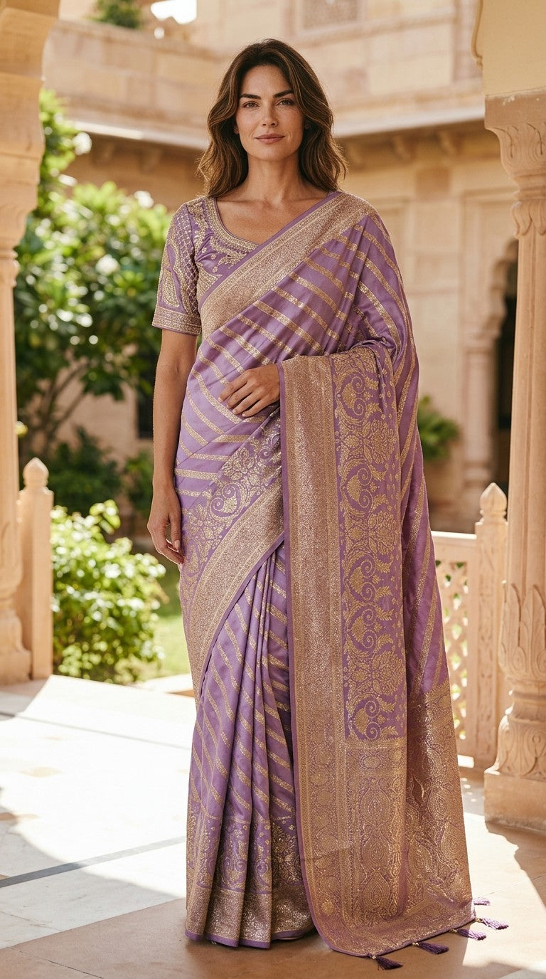 Elegant Banarasi Saree with Intricate Aari Work Blouse