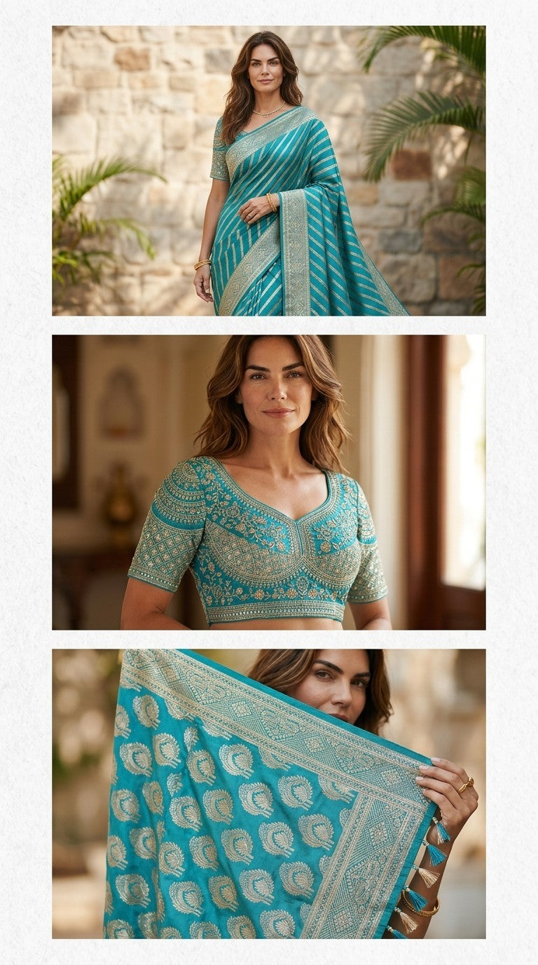 Elegant Banarasi Saree with Intricate Aari Work Blouse