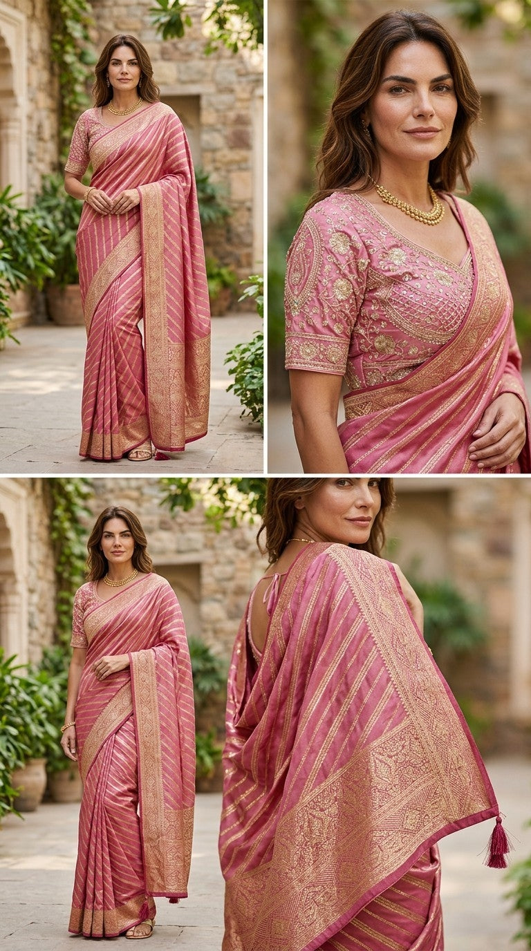 Elegant Banarasi Saree with Intricate Aari Work Blouse