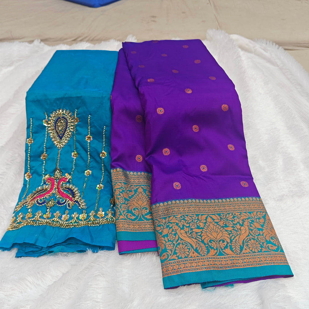 Premium Heavy Aari Work Blouse & Saree Ensemble 1020