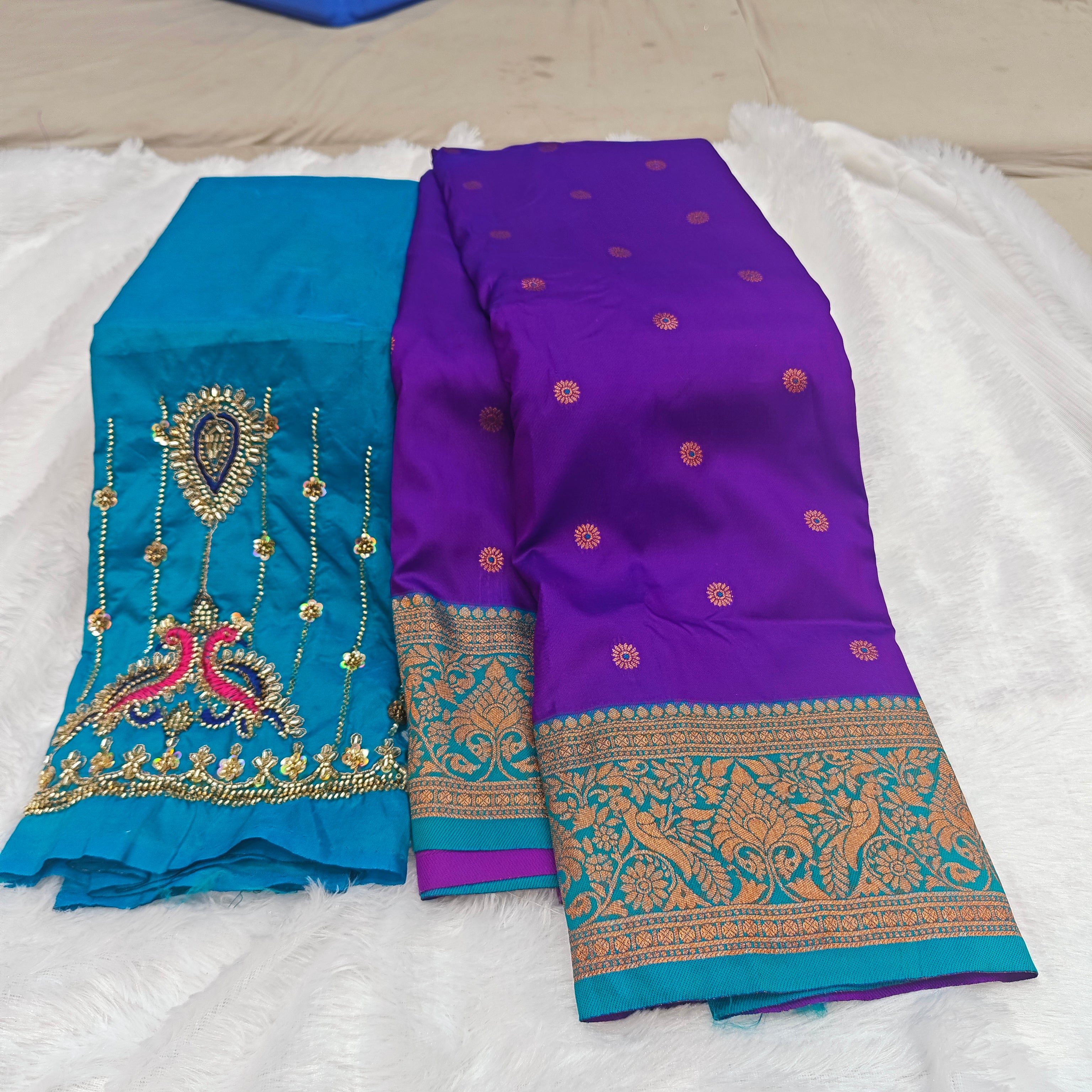 Premium Heavy Aari Work Blouse & Saree Ensemble 1020