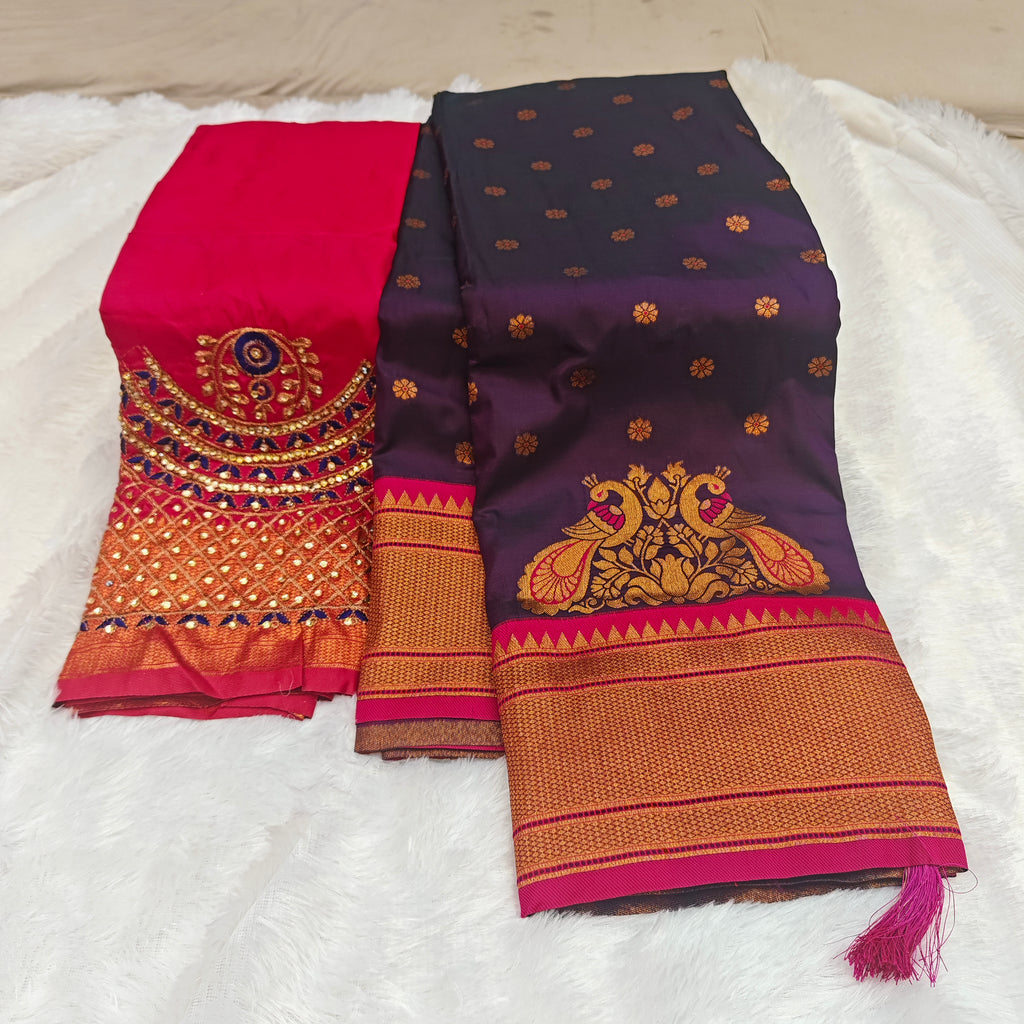 Premium Heavy Aari Work Blouse & Saree Ensemble 1020