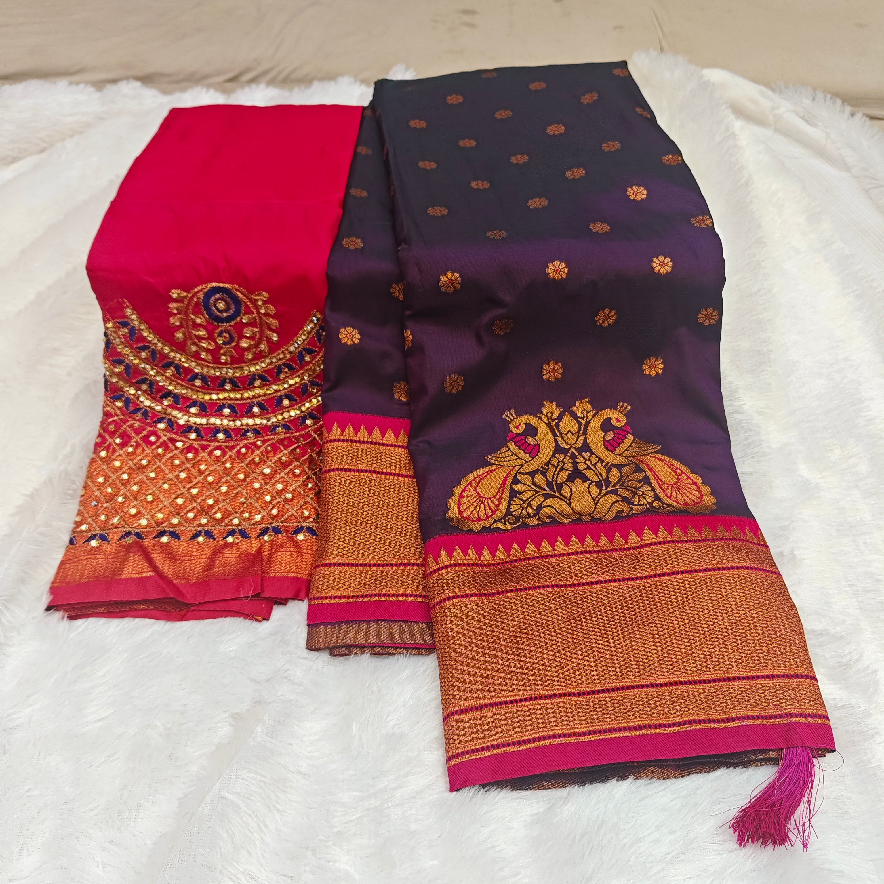 Premium Heavy Aari Work Blouse & Saree Ensemble 1020