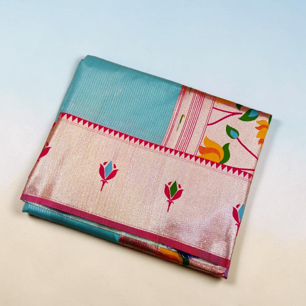 Royal Lotus Tissue Silk Paithani Saree 1010