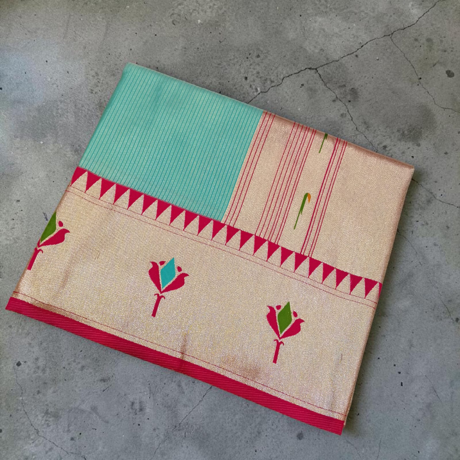 Royal Lotus Tissue Silk Paithani Saree 1010
