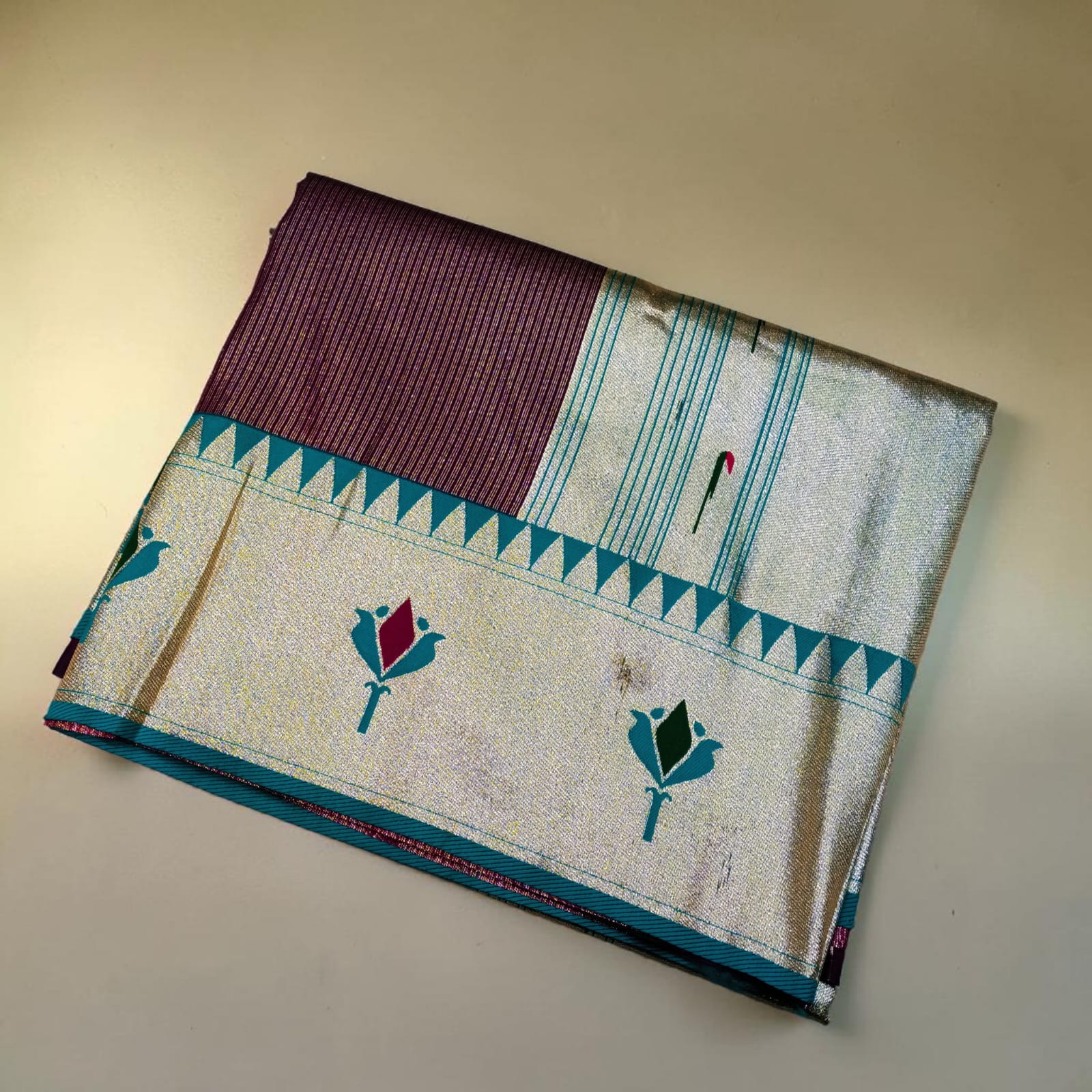 Royal Lotus Tissue Silk Paithani Saree 1010