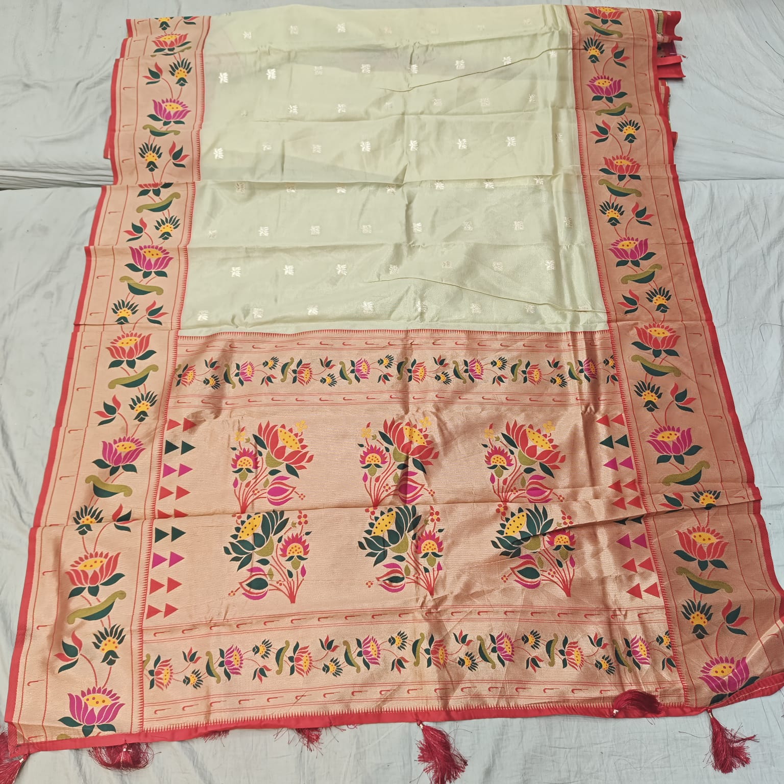 Lotus Paithani Tissue Silk Saree – Traditional Handwoven Elegance 1012
