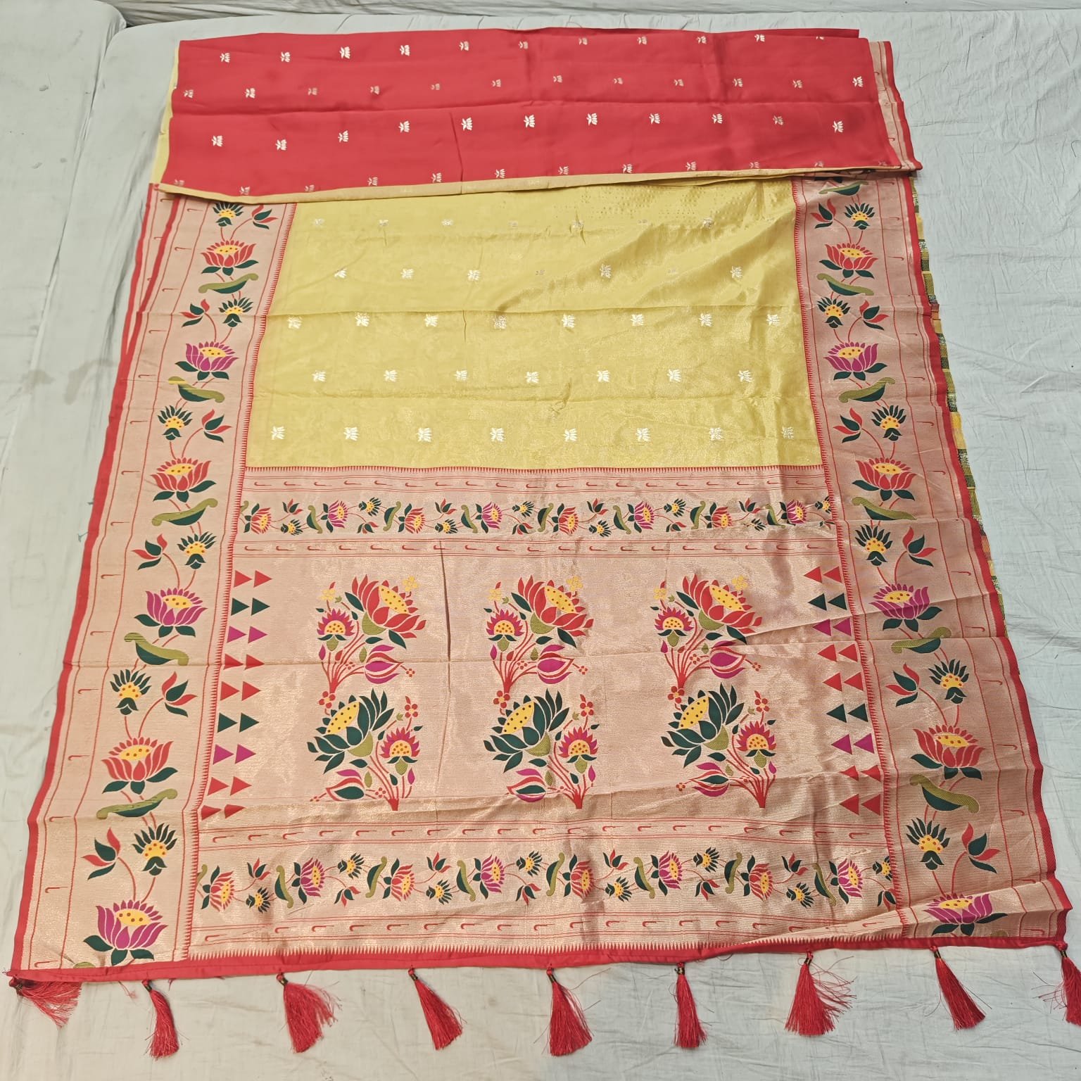 Lotus Paithani Tissue Silk Saree – Traditional Handwoven Elegance 1012
