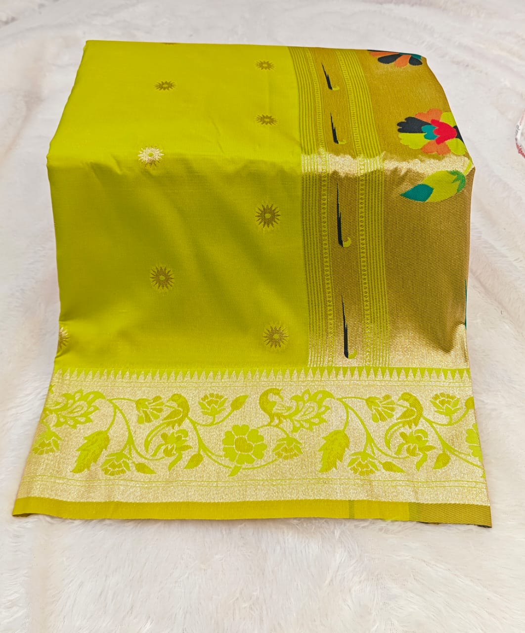 Traditional Munia Paithani Silk Saree with Meenakari Peacock Zari Pallu