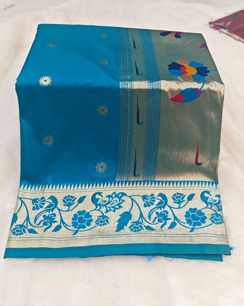 Traditional Munia Paithani Silk Saree with Meenakari Peacock Zari Pallu