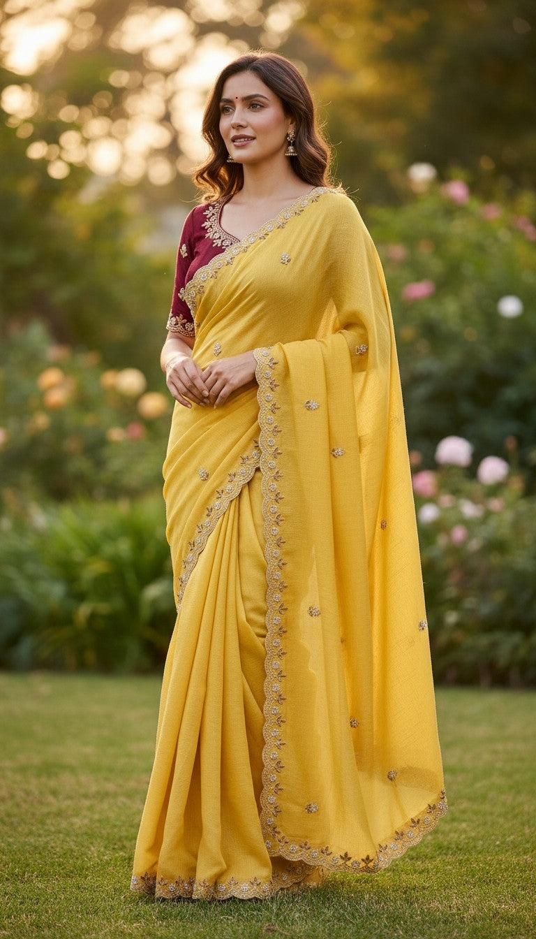 Beet Work Orgenja Saree Work With Contras Blous