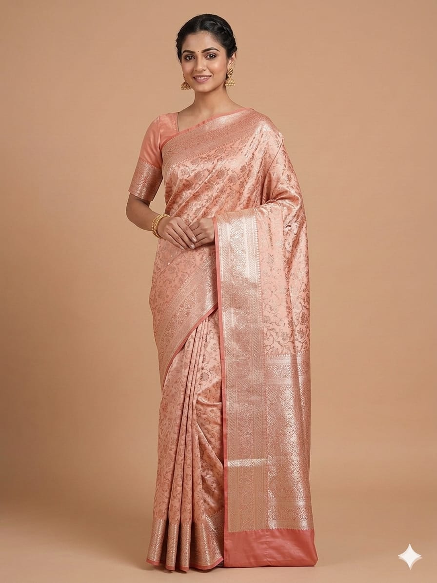 Premium Satin Shalu Saree – Elegant All-Over Jari Work