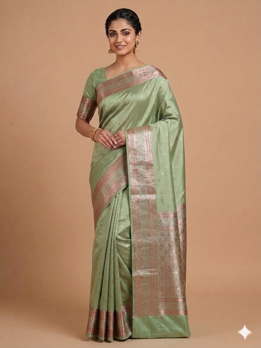 Premium Satin Shalu Saree – Elegant All-Over Jari Work