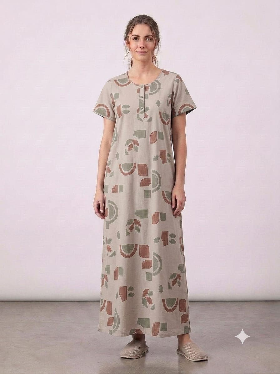 Alpine Fabric Nightgown with Side Pocket