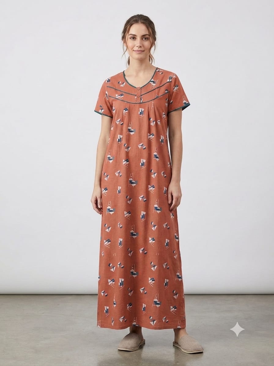 Alpine Fabric Nightgown with Side Pocket