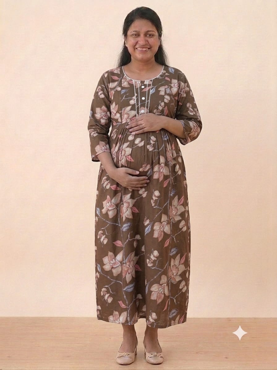 Cotton Maternity & Feeding Gown