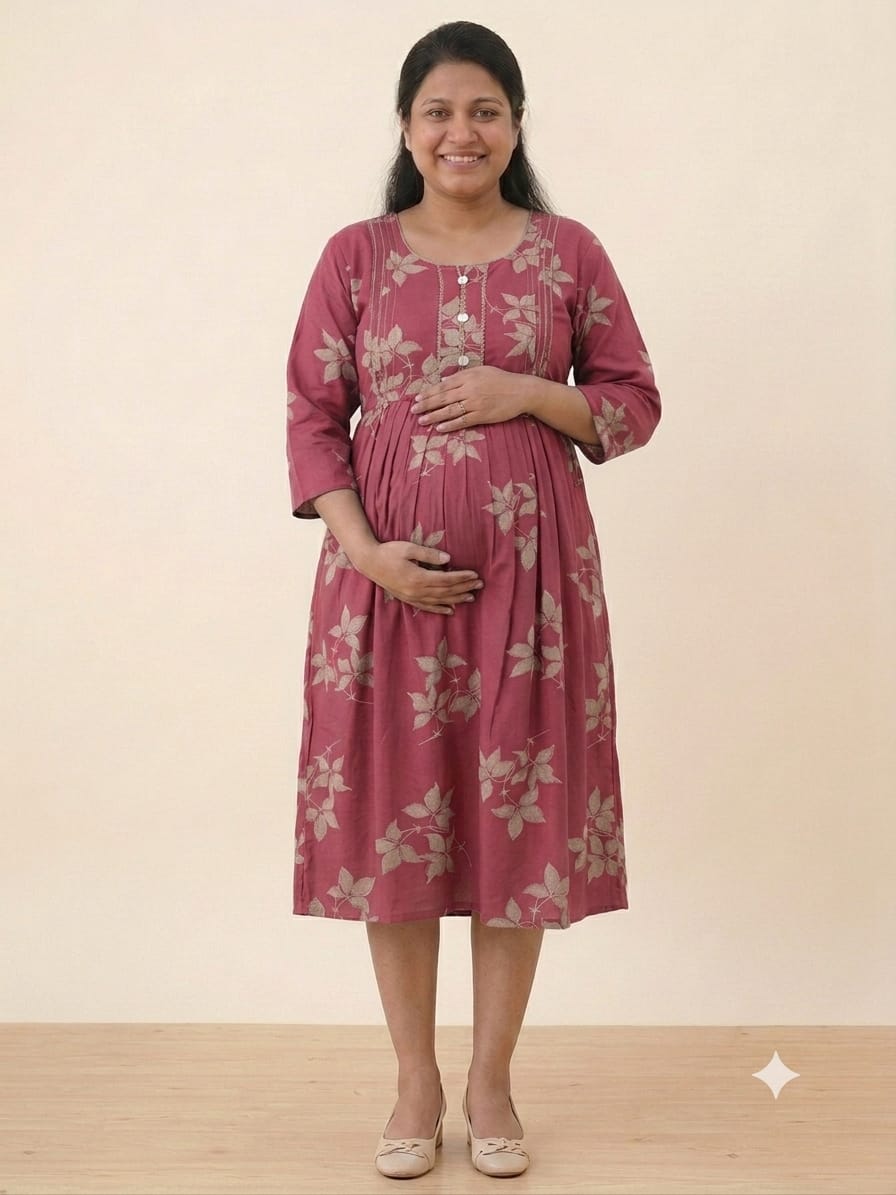 Cotton Maternity & Feeding Gown