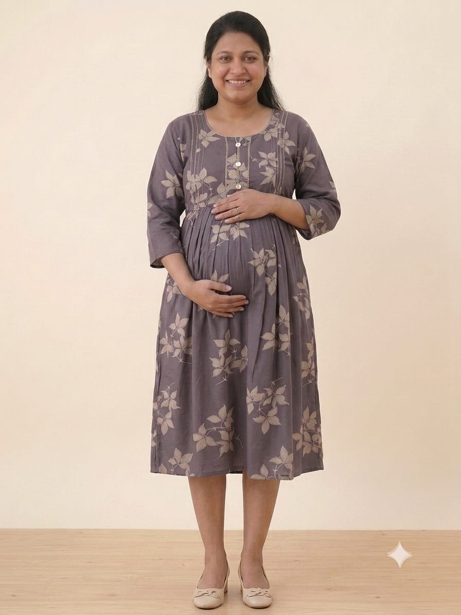 Cotton Maternity & Feeding Gown