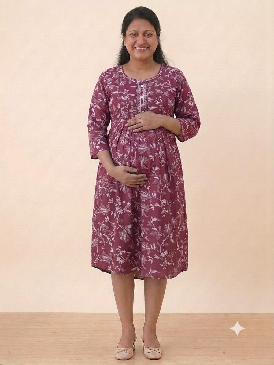 Cotton Maternity & Feeding Gown
