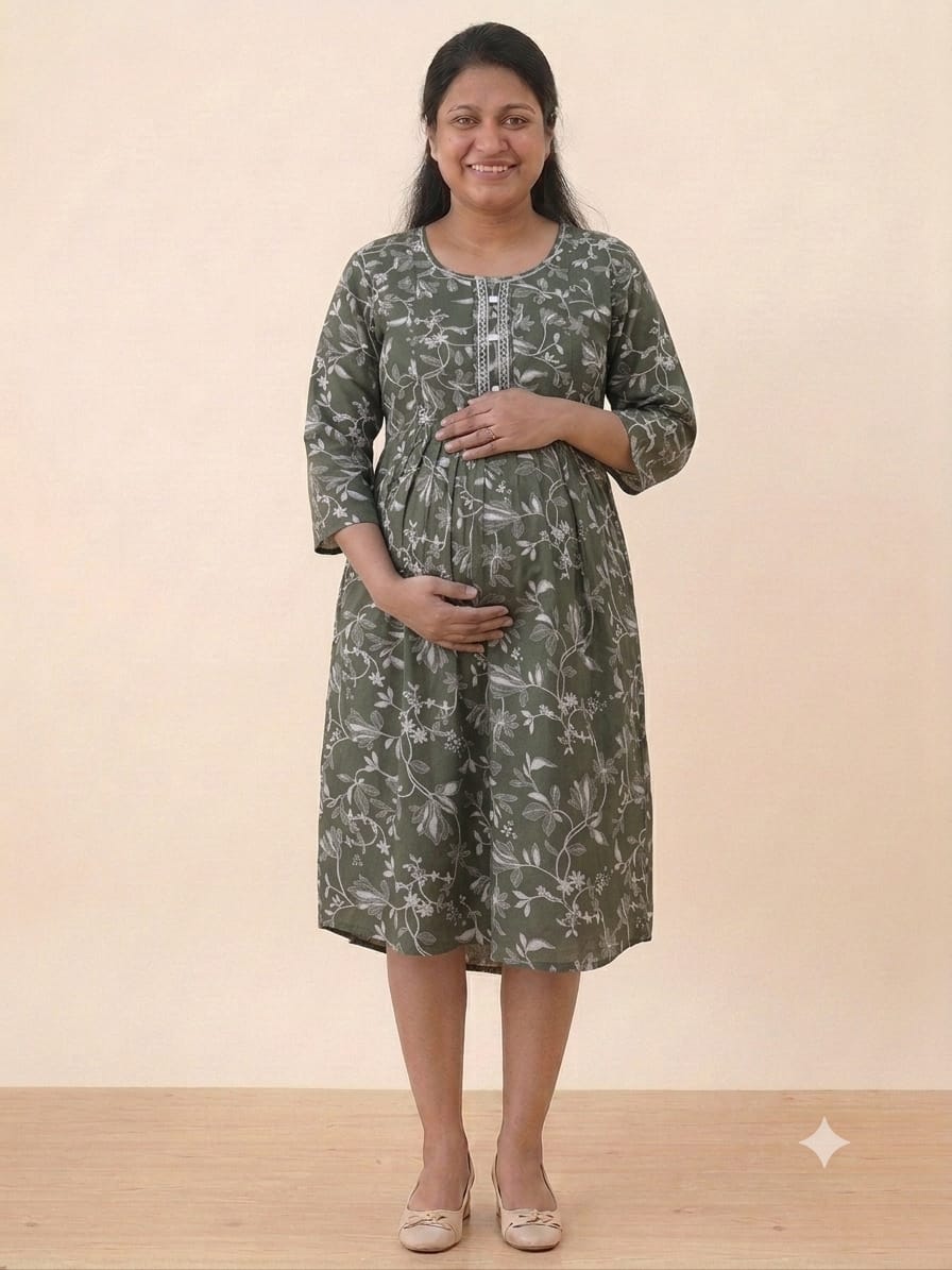 Cotton Maternity & Feeding Gown
