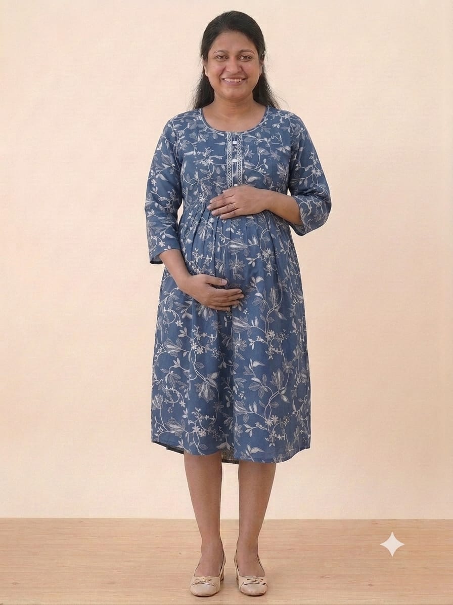Cotton Maternity & Feeding Gown