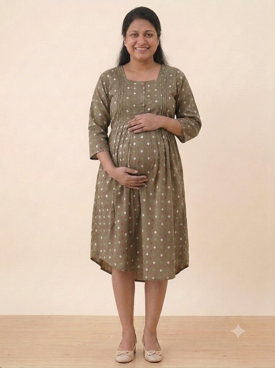 Cotton Maternity & Feeding Gown