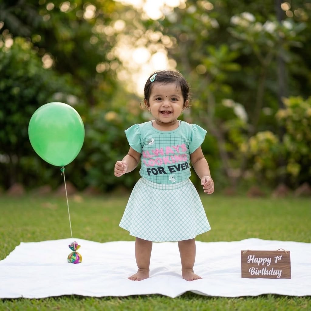 Baby Girl Windowpane Check Top & Skirt Set