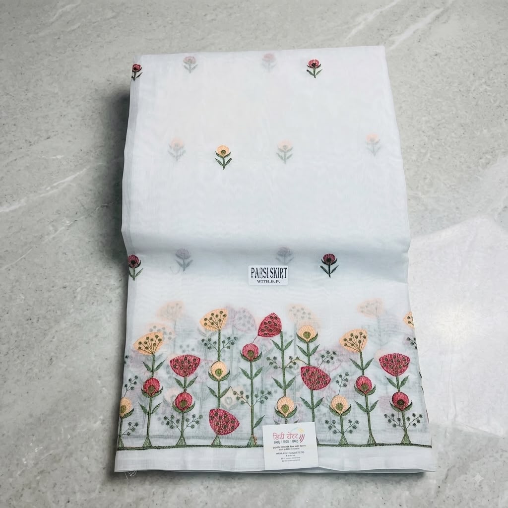 Parsi Skirt Saree | Embroidered Gara Work Ethnic Saree