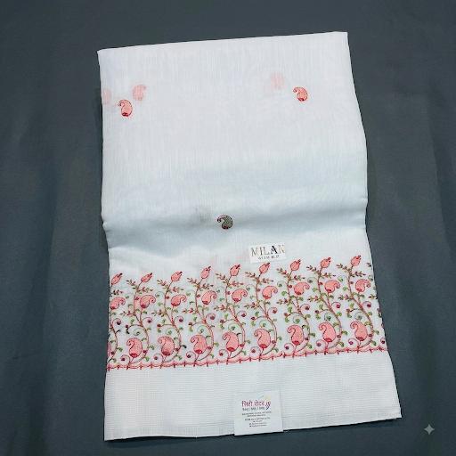 Premium Embroidery White Saree Collection