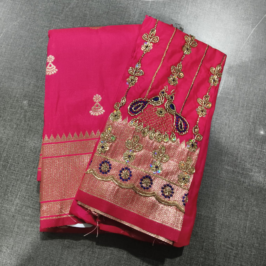 Jhumka Paithani with Bit Aariwork Blouse