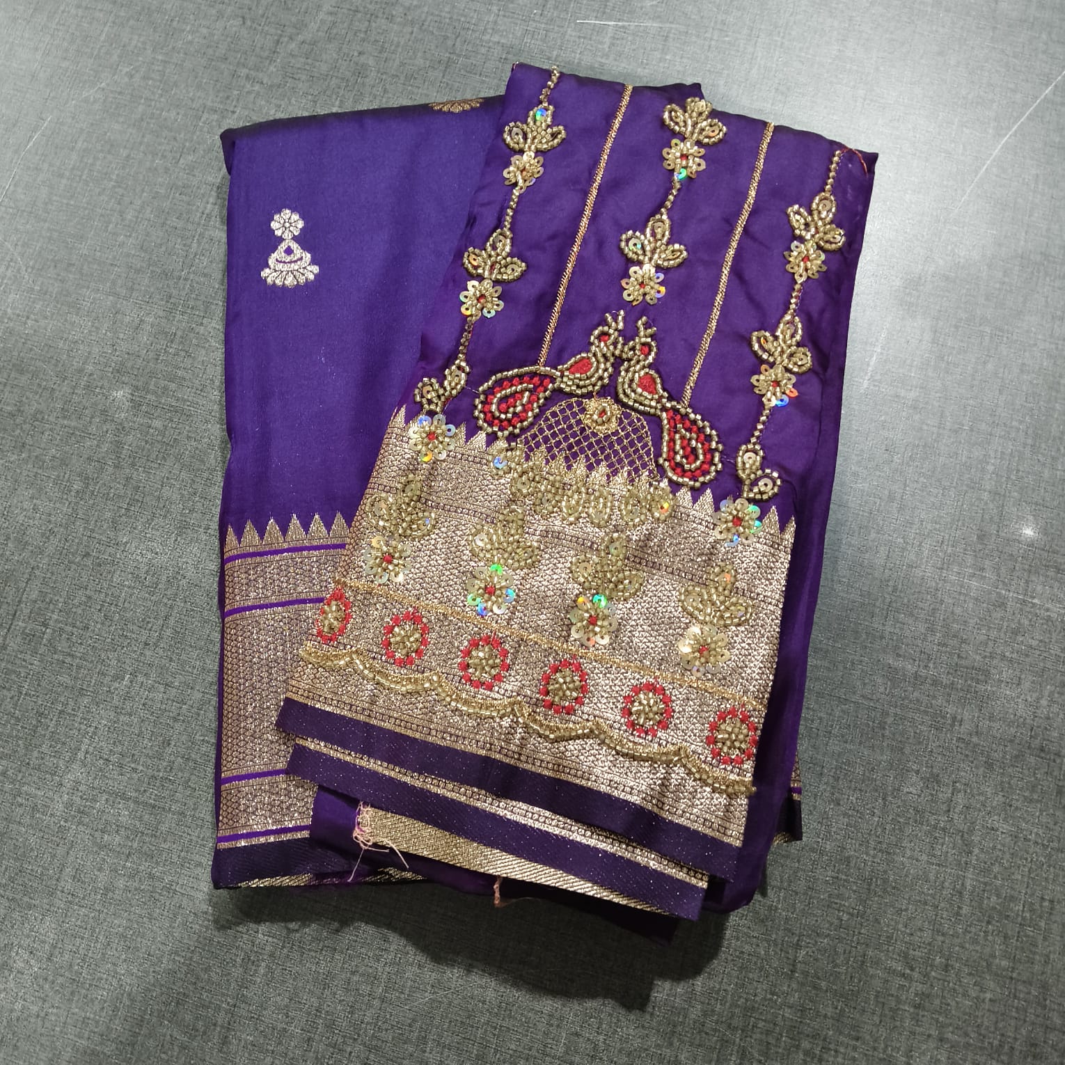 Jhumka Paithani with Bit Aariwork Blouse