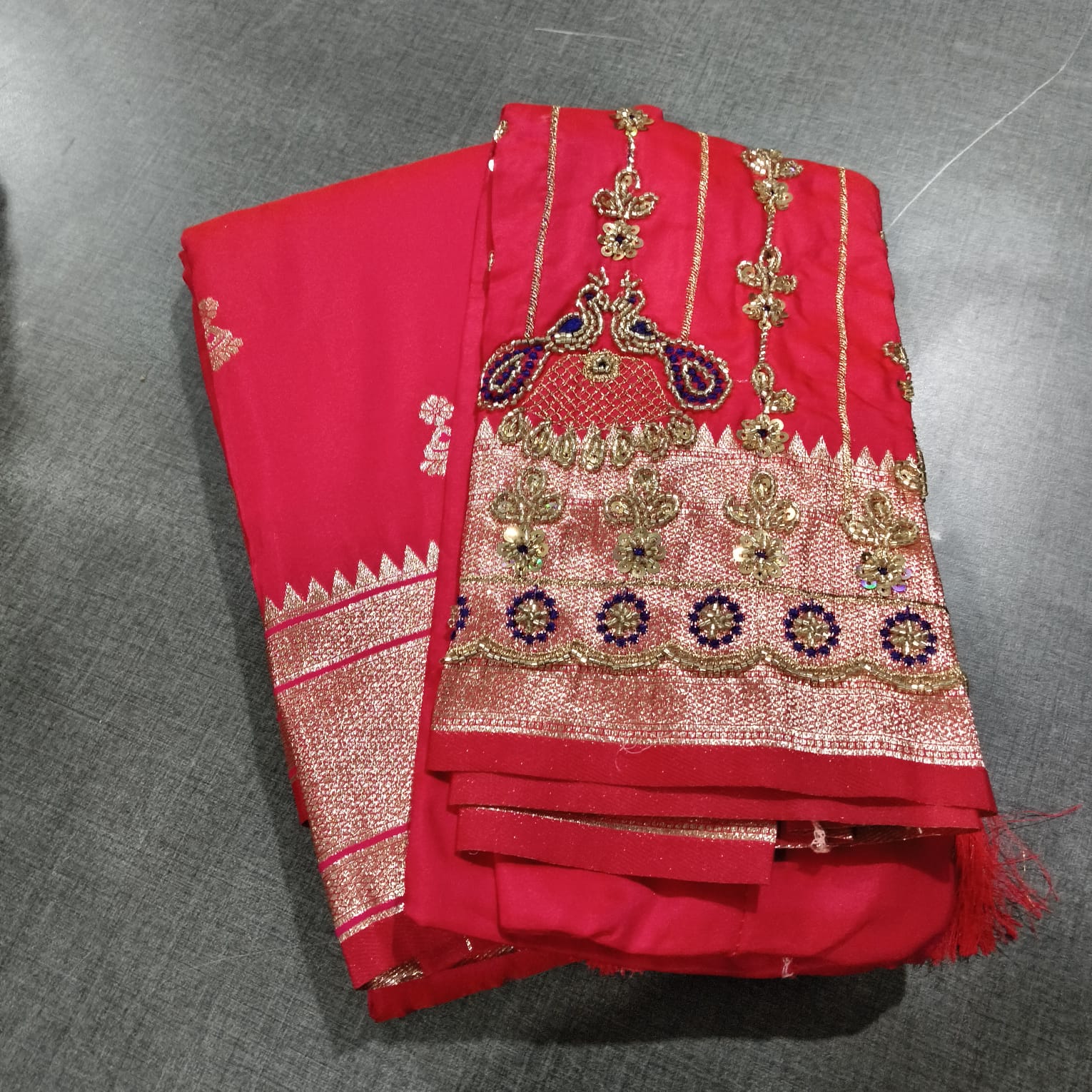 Jhumka Paithani with Bit Aariwork Blouse