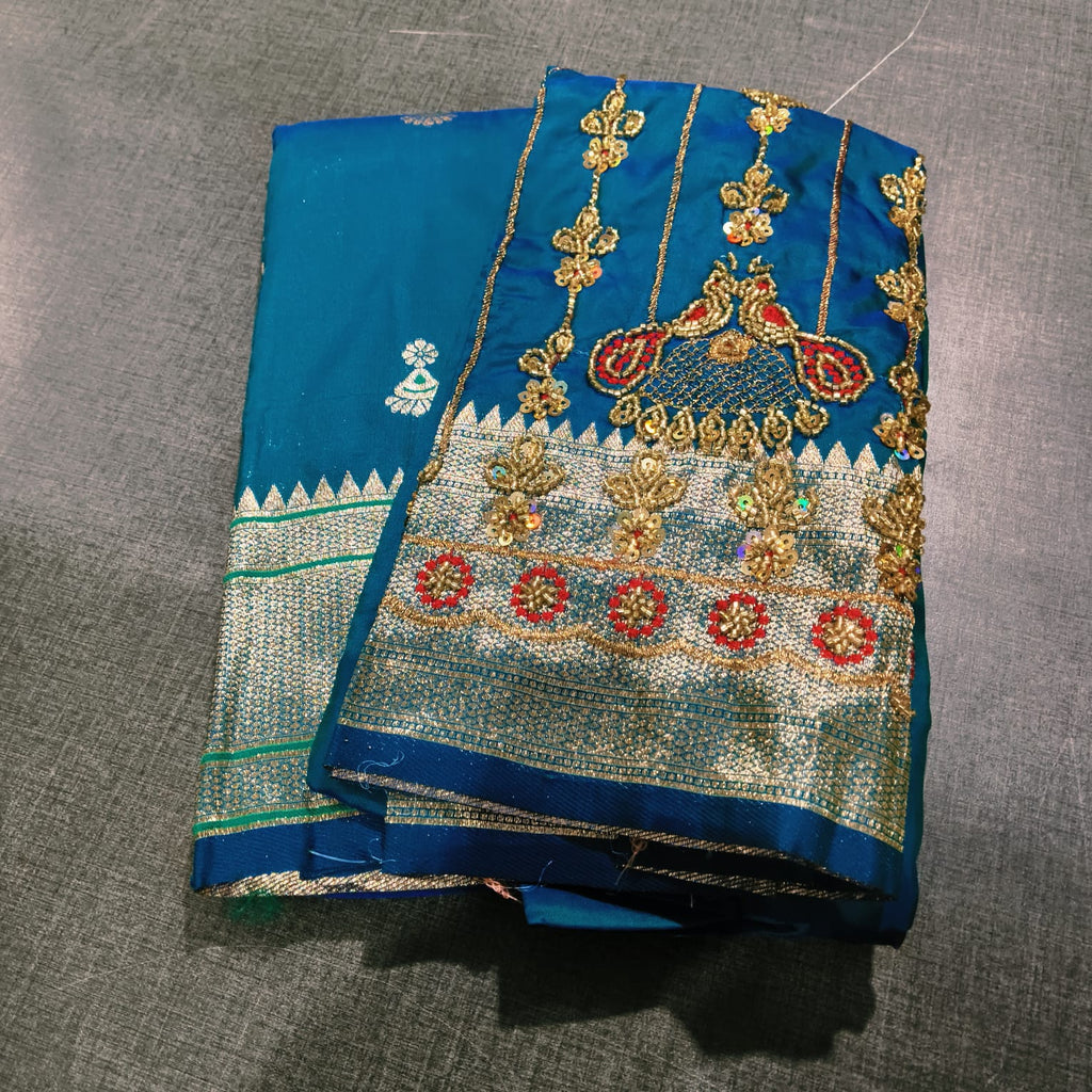 Jhumka Paithani with Bit Aariwork Blouse