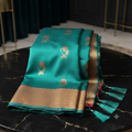 City Center Premium Nath Paithani silk saree in emerald green with gold zari border and floral motifs