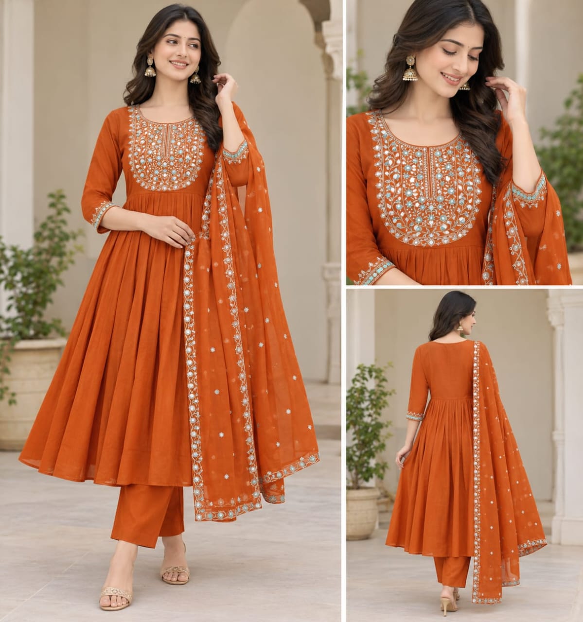 Mull Chanderi Cotton Dress Set