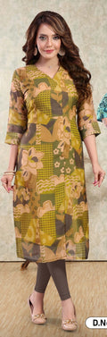 Premium Silk V-Neck Kurti with Double-Sided Asttar