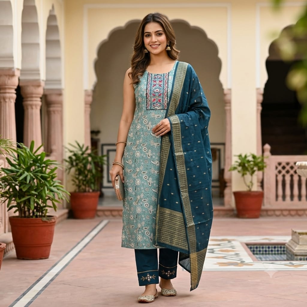 Kurti with Cigarette Pant Set