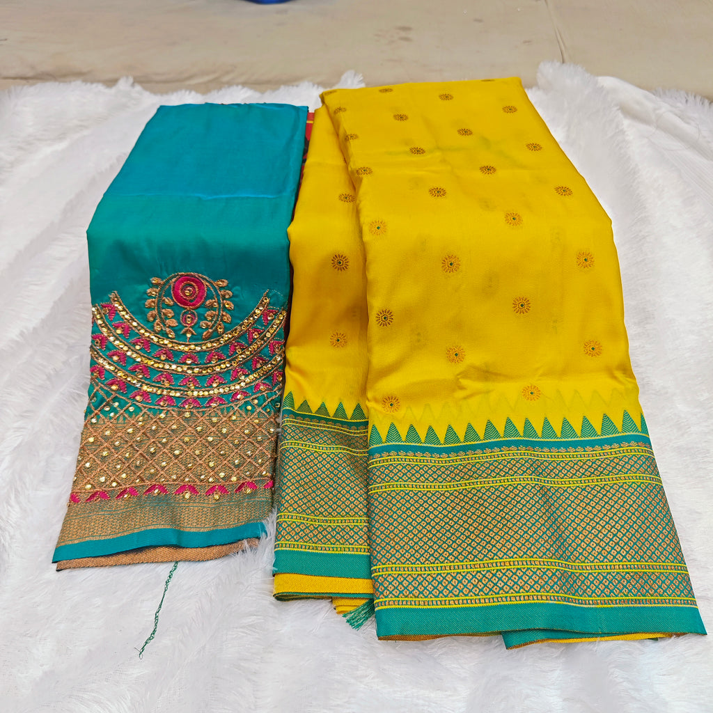 Premium Heavy Aari Work Blouse & Saree Ensemble 1020