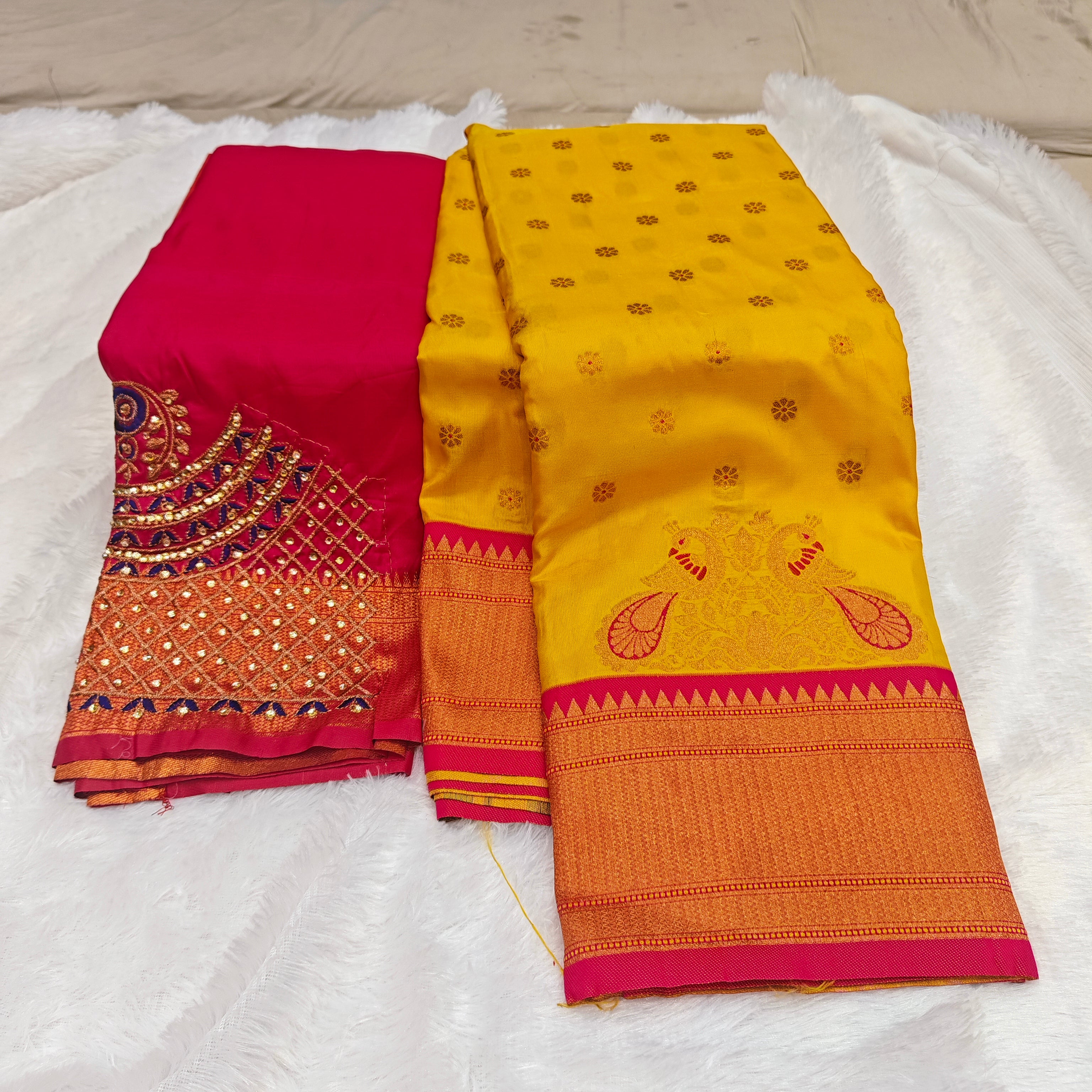 Premium Heavy Aari Work Blouse & Saree Ensemble 1020