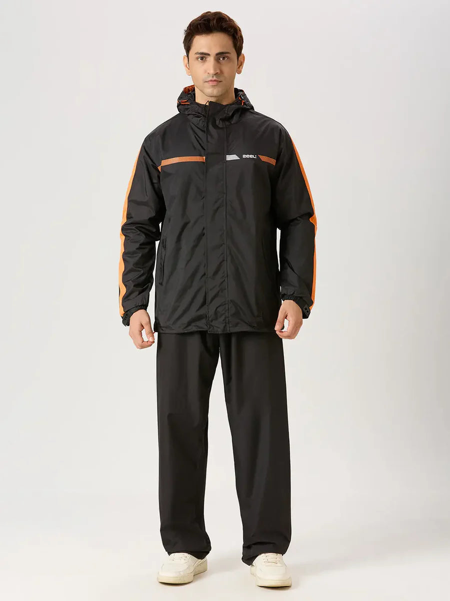 ZEEL Premium Men’s Raincot (Black) | Waterproof & Windproof JS702